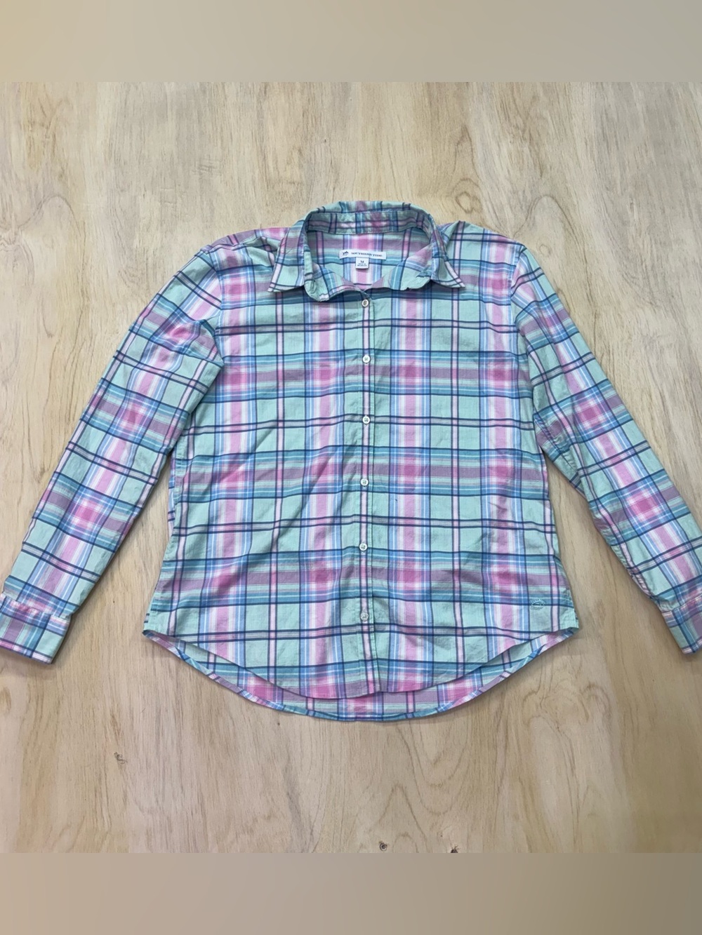 Southern Tide Plaid Button-Down Shirt in Mint & Pink